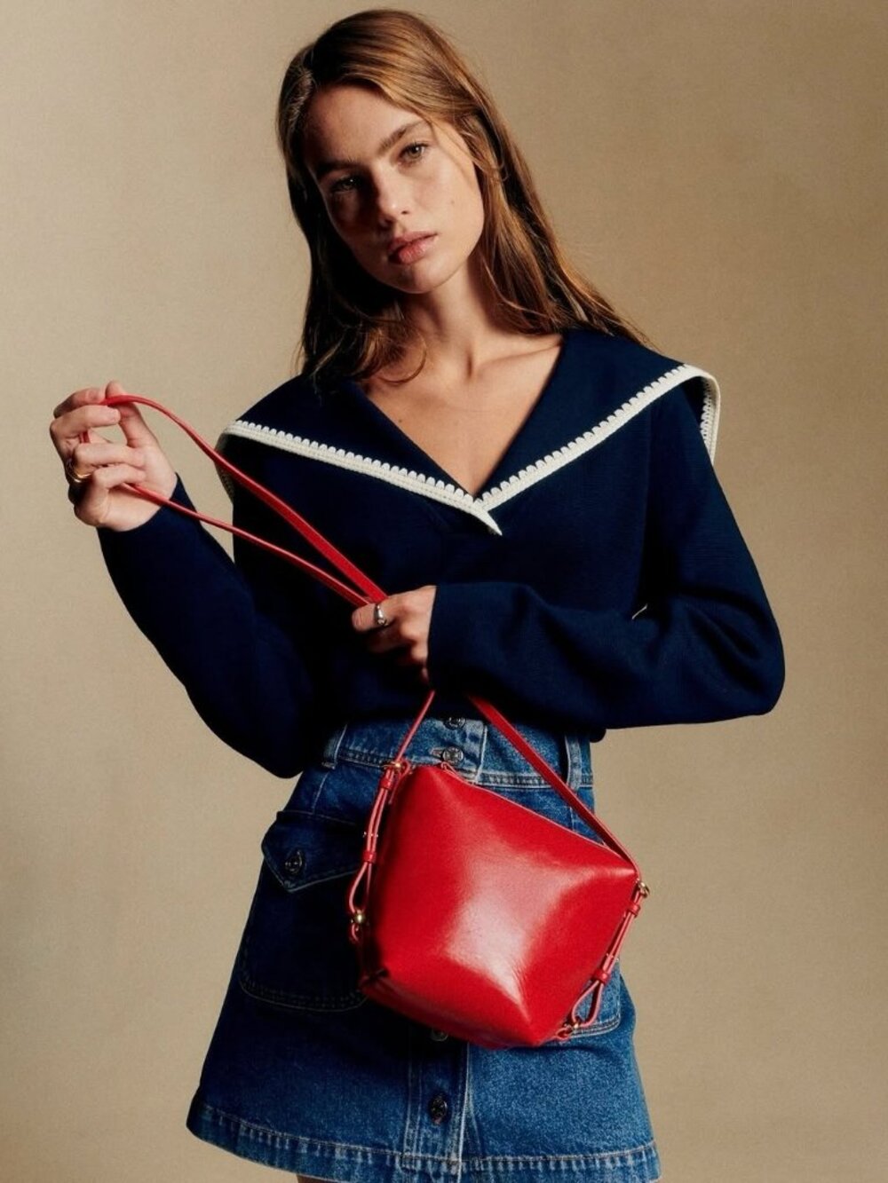 Sezane Lou handbag in vintage red - Picture 2 of 10